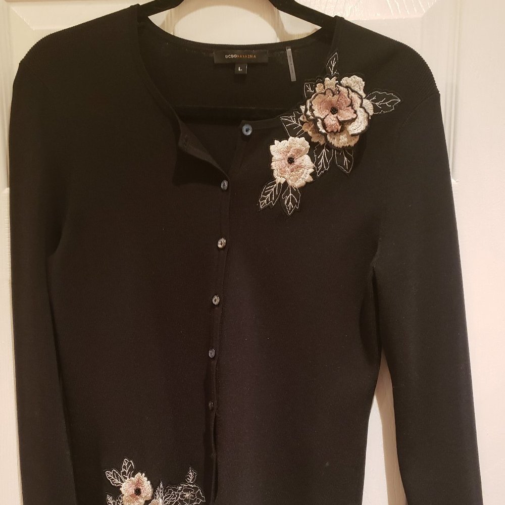 BCBGMaxazria Floral Button Down Cardigan